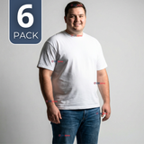 Pack 6 Camisetas Poleras 100% Algodón Básica Lisa Elástica Hombre Blanco