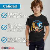 Polera Brainrots 100% Algodón Manga Corta Niño Tralalero Negro