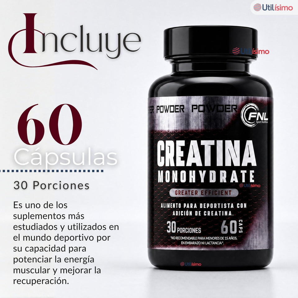 Creatina Monohidratada 60 Capsulas FNL 500 Mg Suplemento Deportivo
