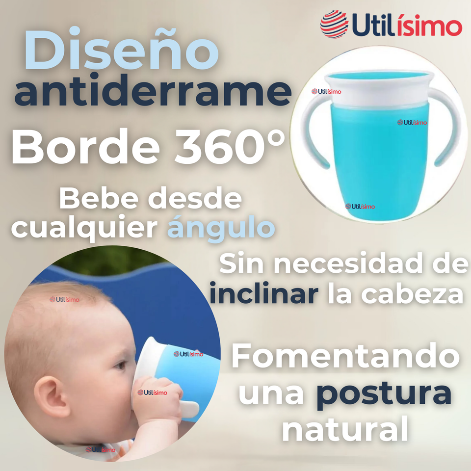 Vaso Taza 360° Antiderrame Para Bebés Y Niños 250ml
