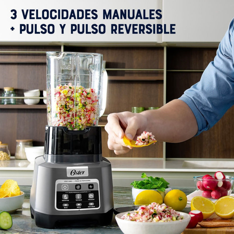 Licuadora Profesional Oster® XTREME MIX con iBLEND y MAX CRUSH con Tecnología Reversible, Vaso Blend-N-Go BLSTXPG-BGW