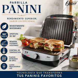 Parrilla y Panini 2 en 1 Oster® Multiuso Eléctrica Revestimiento Bioceramic® CKSTPA4881