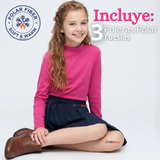 Pack 3 Poleras Camisetas Polar Fucsias Primera Capa Cuello Beatle Manga Larga Niña