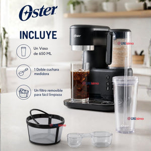 Cafetera para Frappé Oster® con licuadora con 3 funcionalidades, negra, BVSTDC03B