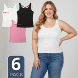 Pack 6 Camisetas Poleras 100% Algodón Básicas Lisa Con Espalda Cruzada Mujer Colores Surtidos Peto