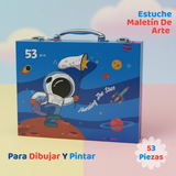 Maletín Set De Arte 53 Piezas Estuche Para Dibujar Y Pintar Niño Astronauta