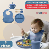 Set De Alimentación Bebé Silicona Con Vaso 5 Piezas Libre BPA
