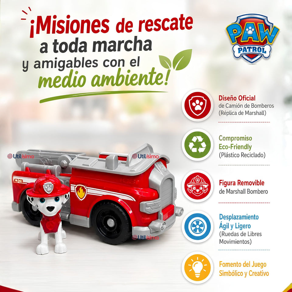 Camión de bomberos Marshall Paw Patrol con Figura Juguete Niño