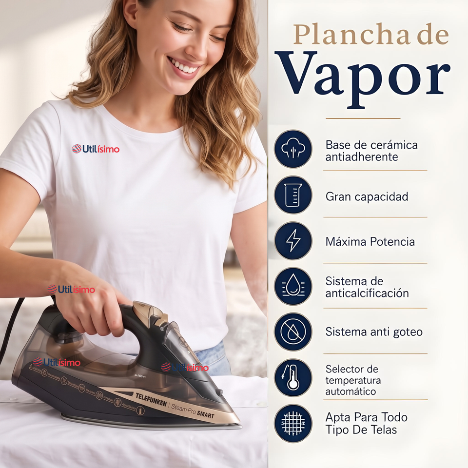 Plancha A Vapor Telefunken Steampro Smart 2200W Negro
