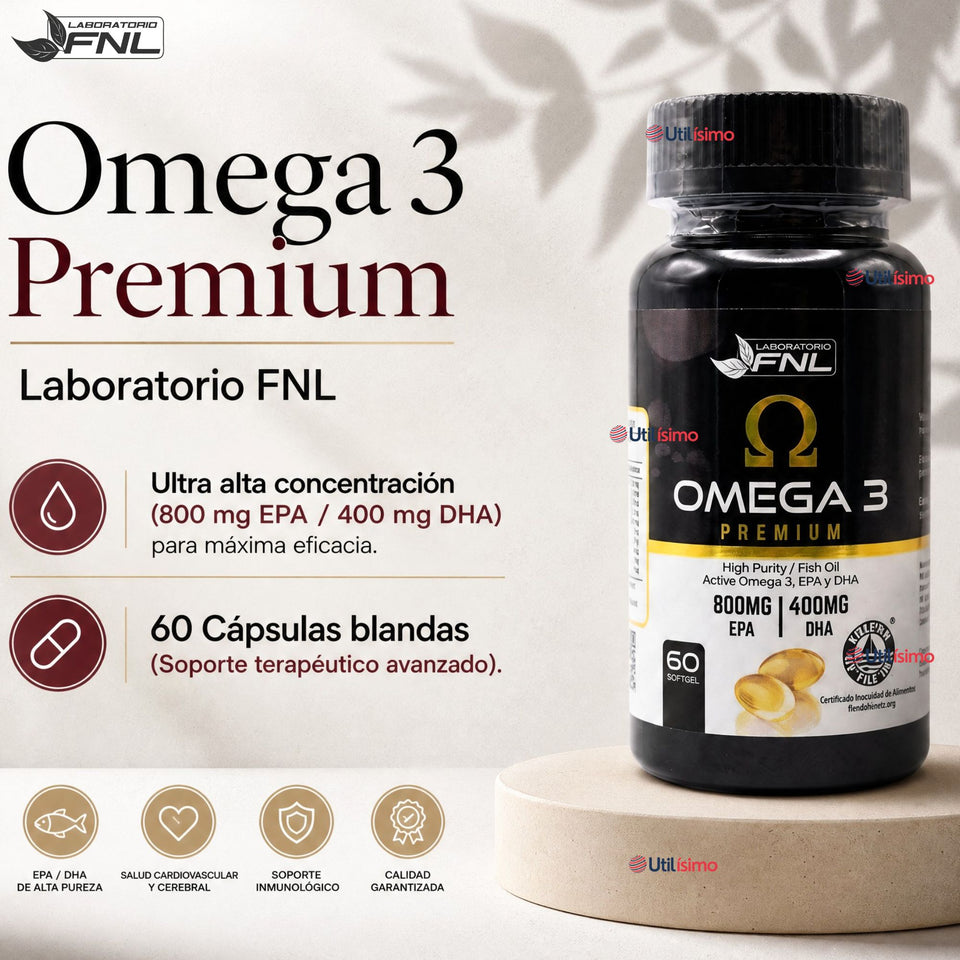 Omega 3 Premium FNL 800mg Epa, 400mg Dha, 60 Cápsulas