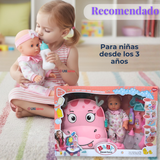 Muñeca Bebe Juguete Con Set Para Baño Con Accesorios