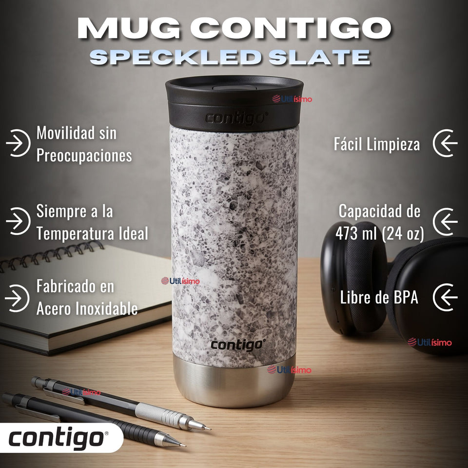 Vaso Mug Huron Couture Specked Slate Vaso Térmico 473 Ml Contigo