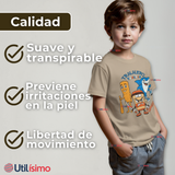Polera Brainrots 100% Algodón Manga Corta Niño Tralalero Beige