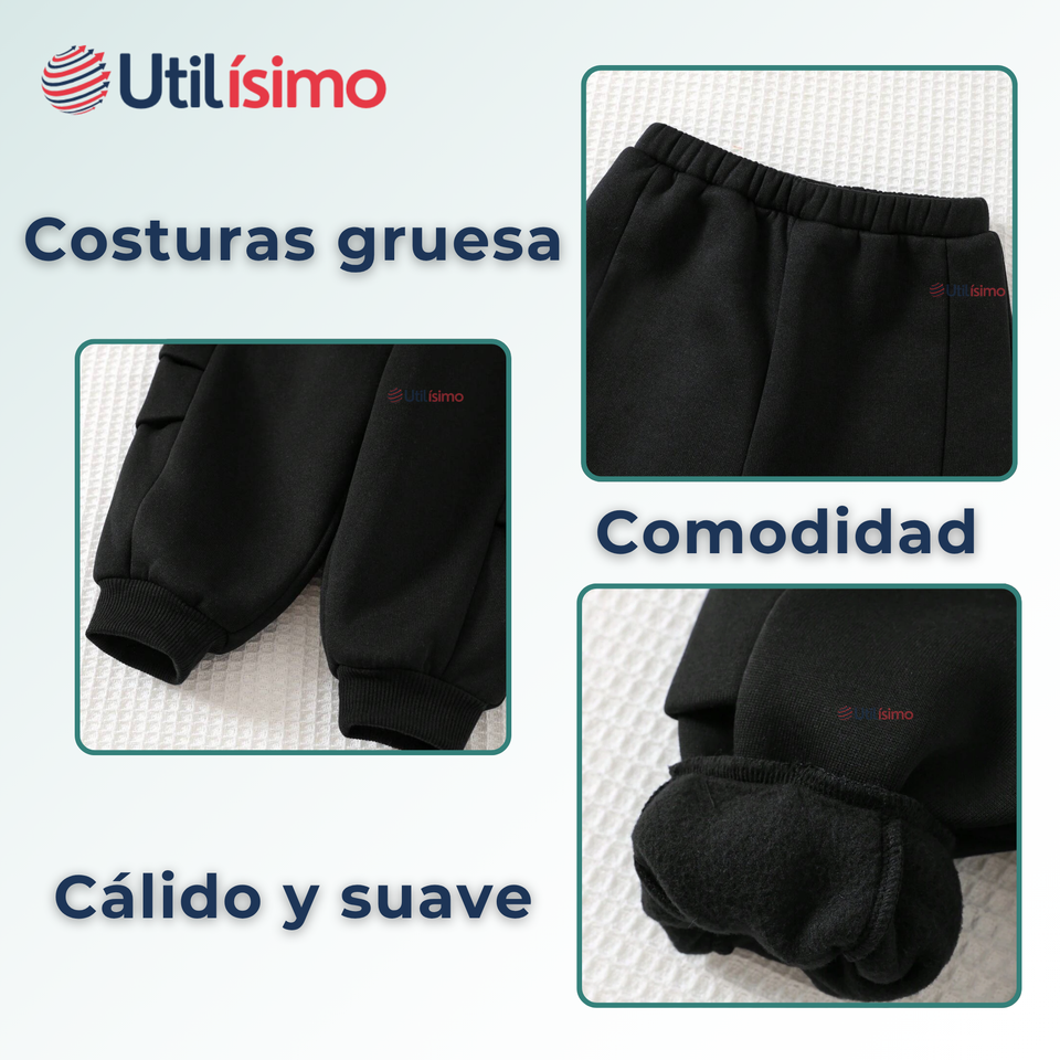 Buzo Para Niños Forrado en 100% Polar Negro