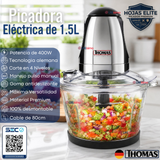 Picadora Eléctrico Thomas 1.5lt Alta Potencia Tecnologia Alemana Plateado
