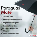 Paraguas Mate Grande 92,5 Cm Sombrilla Automática Mango Largo Negro