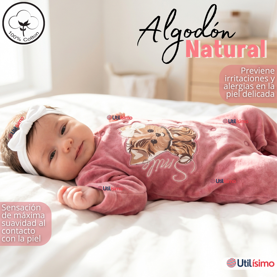 Enterito Tela Plush Rosado Bebé Niña