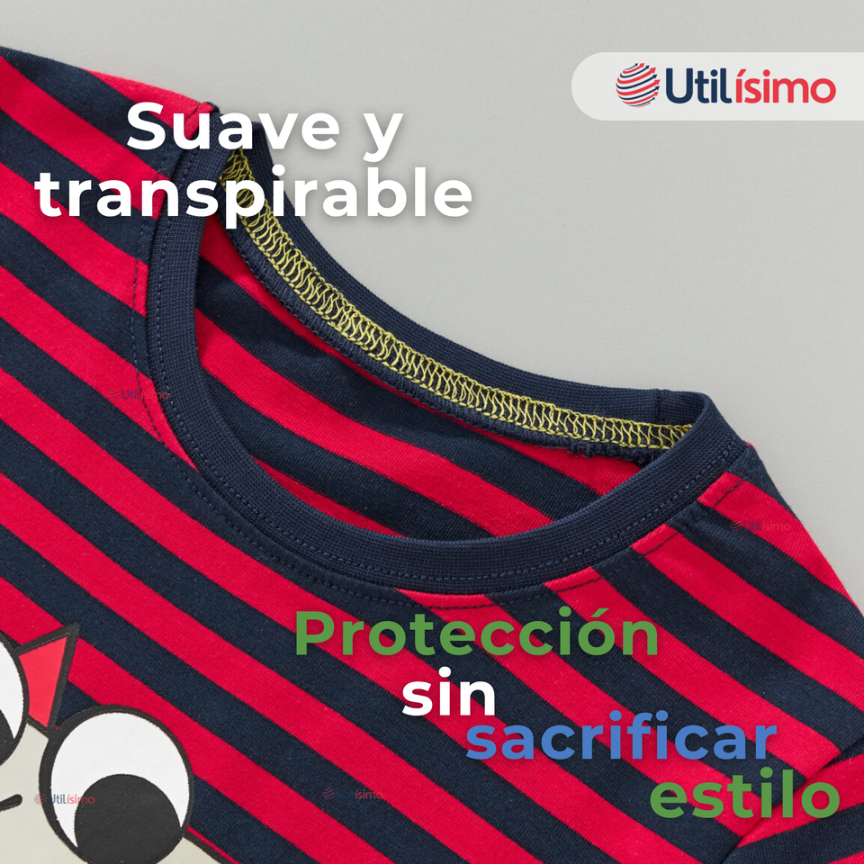 Polera Manga Larga Niño 100% Algodón Dinosaurio Rojo Camiseta