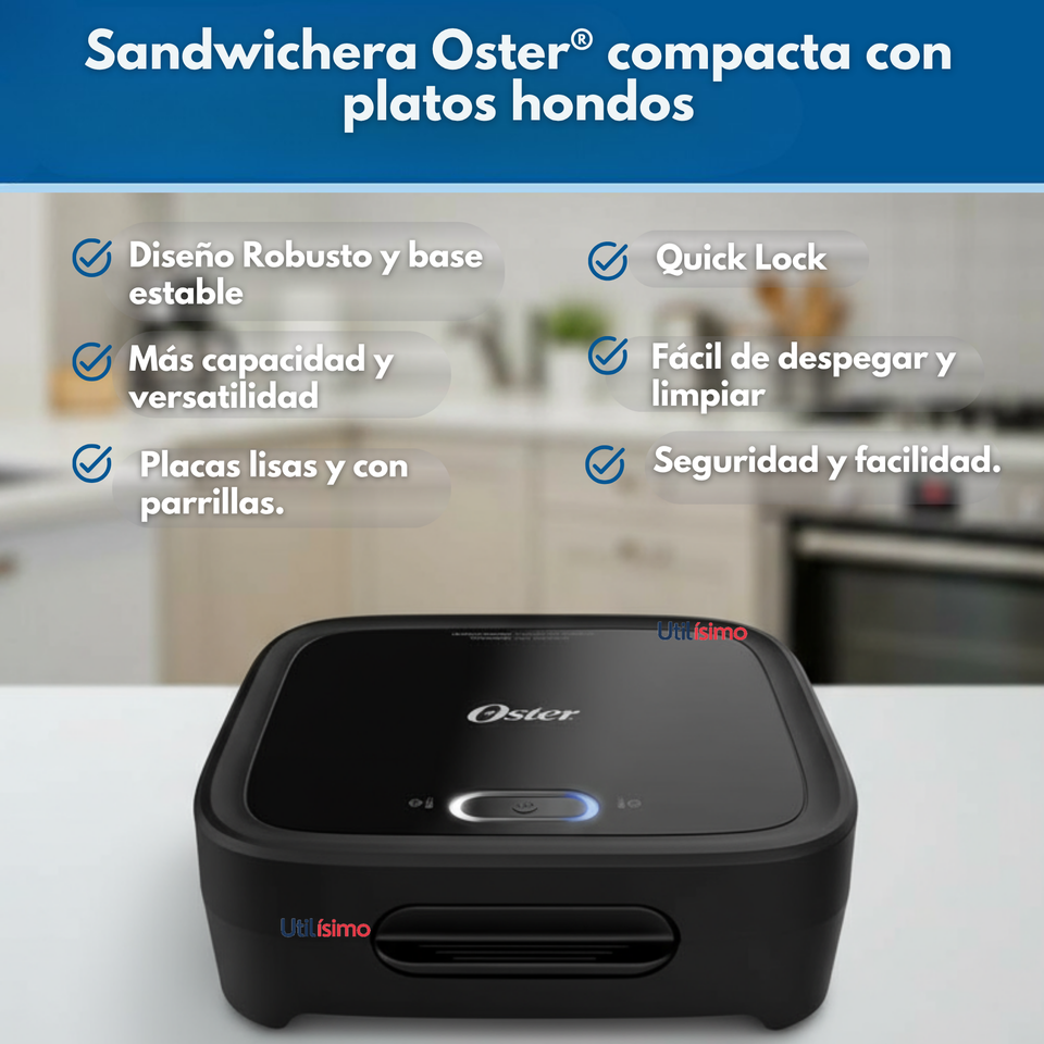 Sandwichera Oster® compacta con platos hondos CKSTSM400