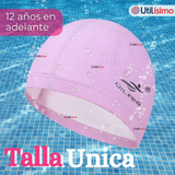 Gorro Gorra Natación Baño Poliuretano Color Rosado 12 Años En Adelante