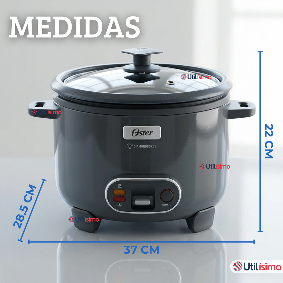 Oster Arrocera, 3 En 1, 12 Tazas Capacidad, Función Sofrito, Vaporera, Recubrimiento Antiadherente Oster DiamondForce,