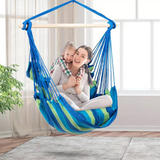 Silla Hamaca Colgante Columpio Con Dos Almohadas Para Jardin Azul Verde