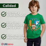 Polera Brainrots 100% Algodón Manga Corta Niño Tralalero Verde
