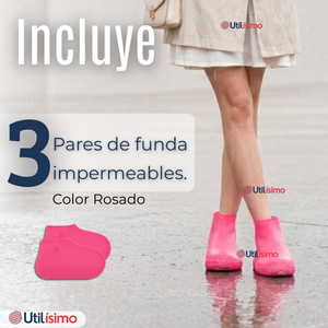 Pack 3 Pares Fundas Cubre Zapatos Rosado Impermeable Surtidas Silicona Antideslizante