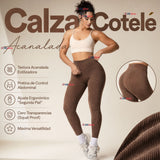 Calza Acanalada Cotelé Polar Con Chiporro Térmica Mujer Elásticada Café