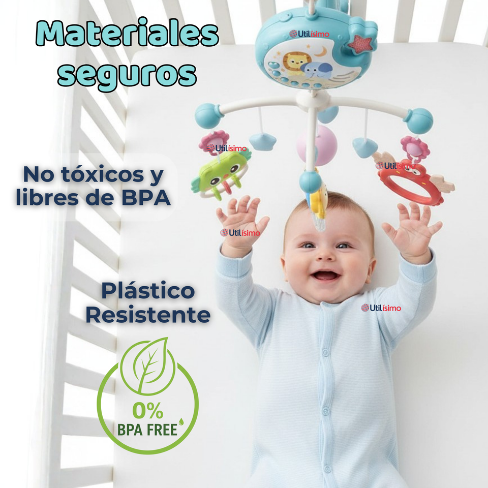 Móvil Giratorio Musical Proyector De Luces Más Control Para Cuna Bebé