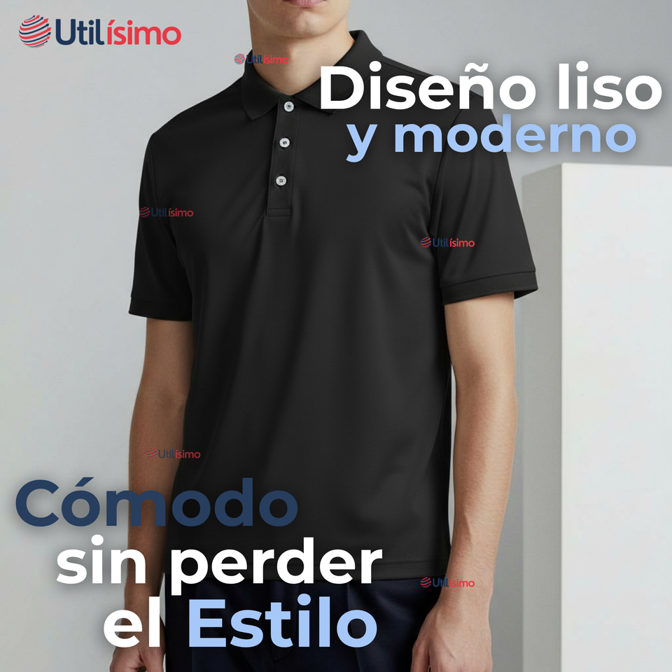 Polera Pique Premium 200g Manga Corta 100% Algodón Textura Suave Chemise Negro Hombre