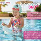 Gorro Gorra Natación Baño Diseño Tiburón Silicona Colores Surtidos 3 Años En Adelante Niña