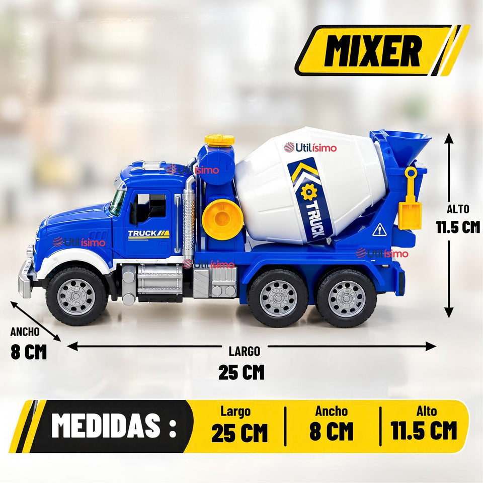 Camión Mixer Azul Juguete Infantil Camión De Luces y Sonidos Interactivo Niño