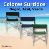 Silla Plegable De Playa Camping con Mesa Lateral Diseño Unicolor