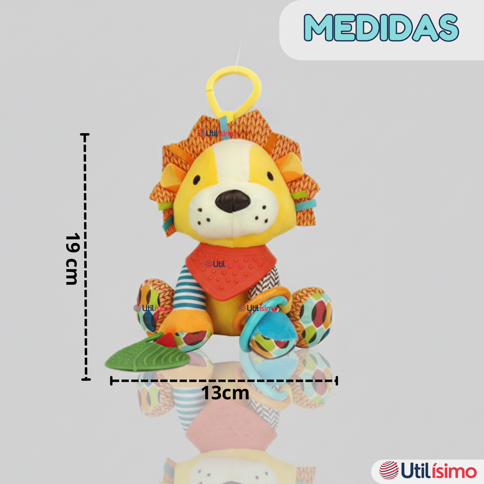 Juguete Peluche Animales Sensorial Con Mordedor Y Sonajero Diseño León Niña y Niño