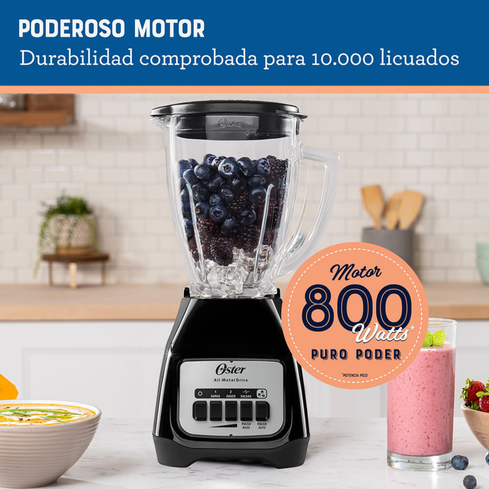 Licuadora Oster® 2 velocidades más pulso y vaso de vidrio BLSTKAGBPB