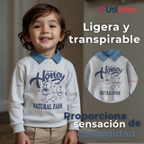 Polerón Estilo Pique Manga Larga Niño 100% Algodón Gris