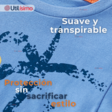 Polera Manga Larga Niño 100% Algodón Cocodrilo Azul Camiseta