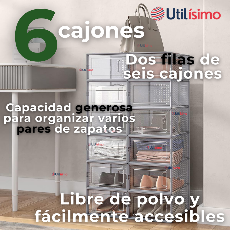 Zapatera Plegable Organizador Apilable 6 Niveles Blanco