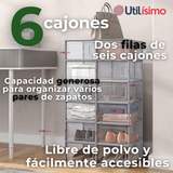 Zapatera Plegable Organizador Apilable 6 Niveles Blanco