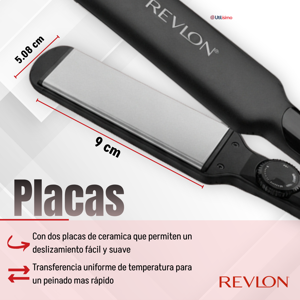 Plancha Alisadora De Cabello Revlon Placas De Cerámica  RVST2182 Alaciadora Negra