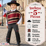 Traje Huaso Típico Completo 5 Piezas Niño Fiestas Patrias