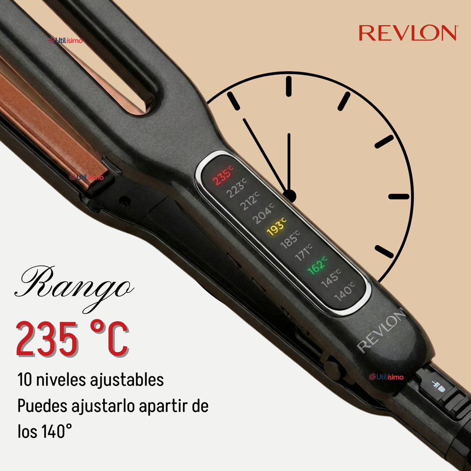 Plancha Alisadora De Cabello Revlon Placas Dobles Cerámica De Cobre RVST2204 Alaciadora Negra