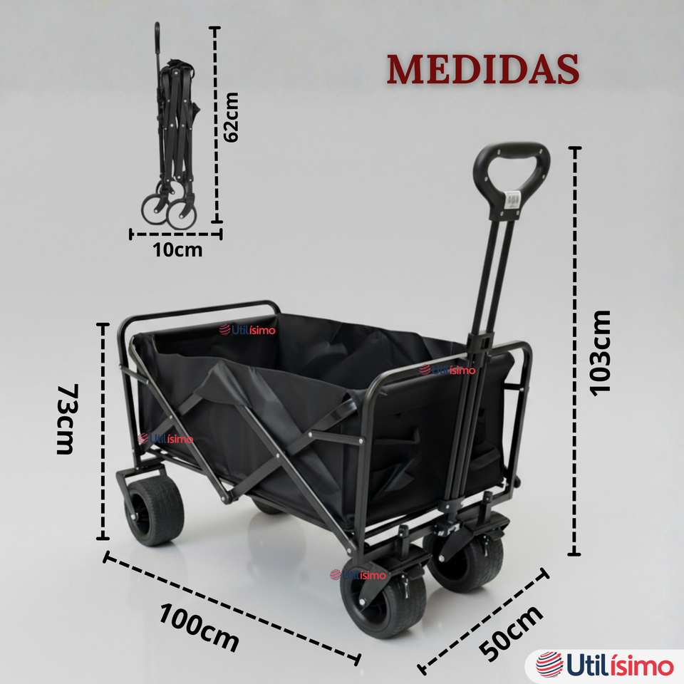 Carrito Compras Plegable Organizador Ideal Para El Camping 150Kg