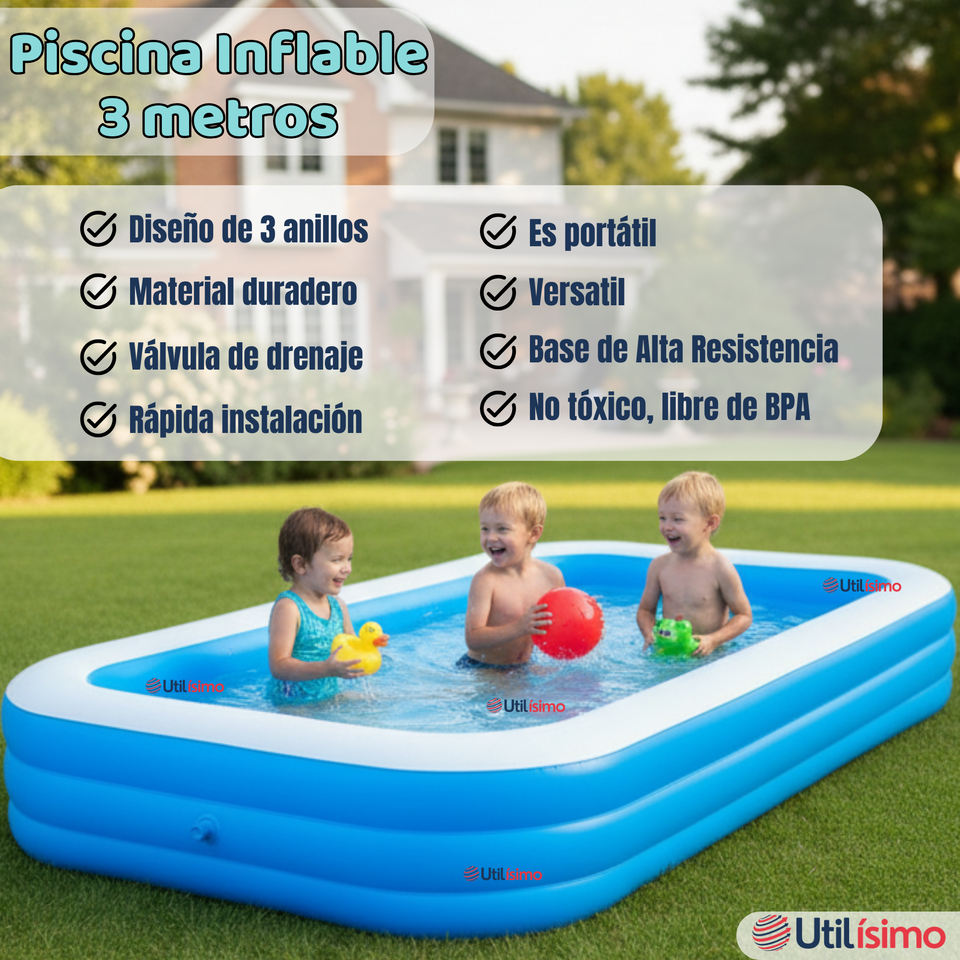 Piscina Inflable Rectangular 305X183X60cm Color Azul