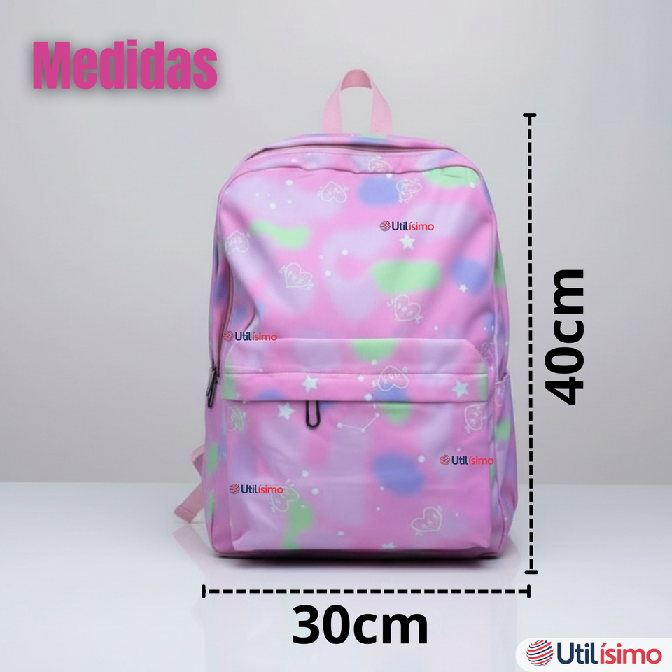 Mochila Escolar Kit Con Estuche y Lonchera 43cm Tela Oxford Niña