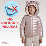 Parka Con Capucha Mangas Larga Niña Metallic Pink