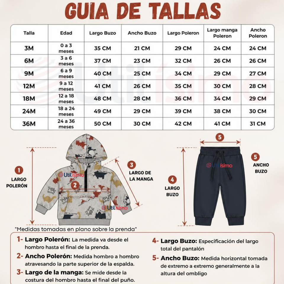 Conjunto 2 Piezas Polerón con Capucha y Pantalón 100% Algodón Bebé Niño Gray Dinosaur