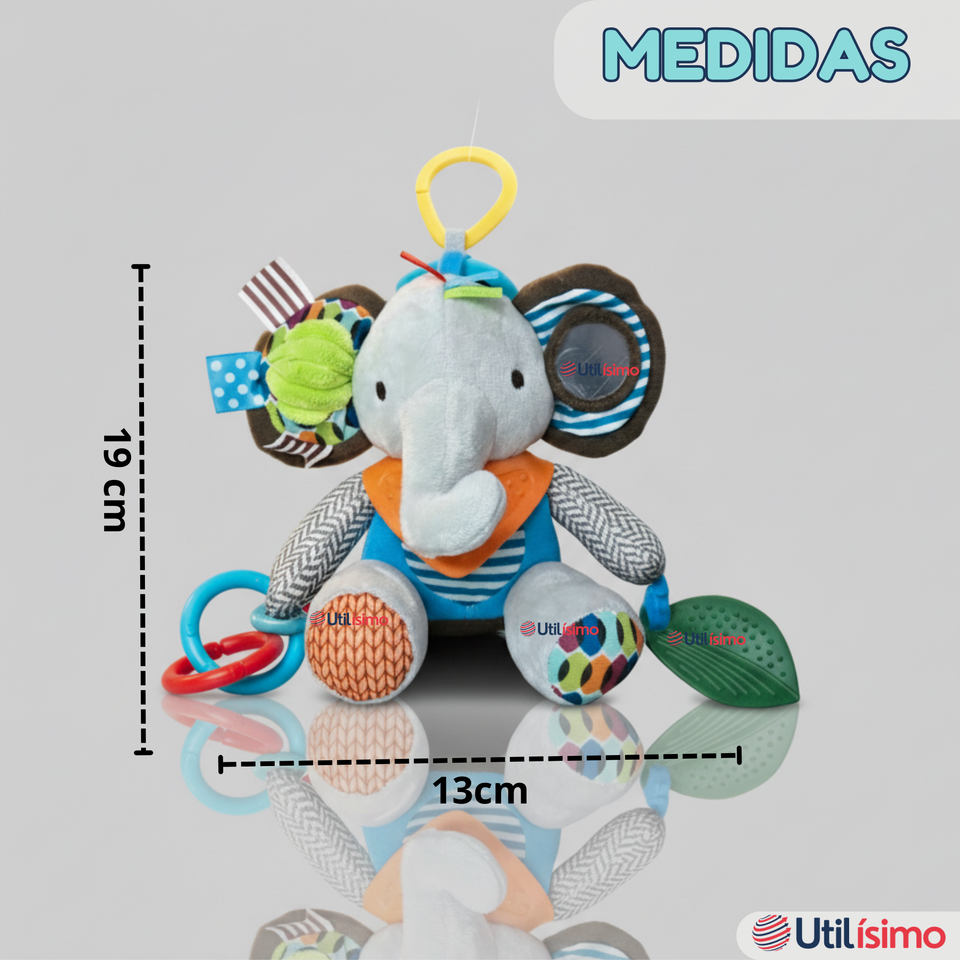 Juguete Peluche Animales Sensorial Con Mordedor Y Sonajero Diseño Elefante Niña y Niño
