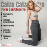 Calza Polar Con Chiporro Térmica Mujer Elasticada Gris Marengo
